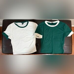 NWOT*** Women’s Green and White Crop Top Shirts